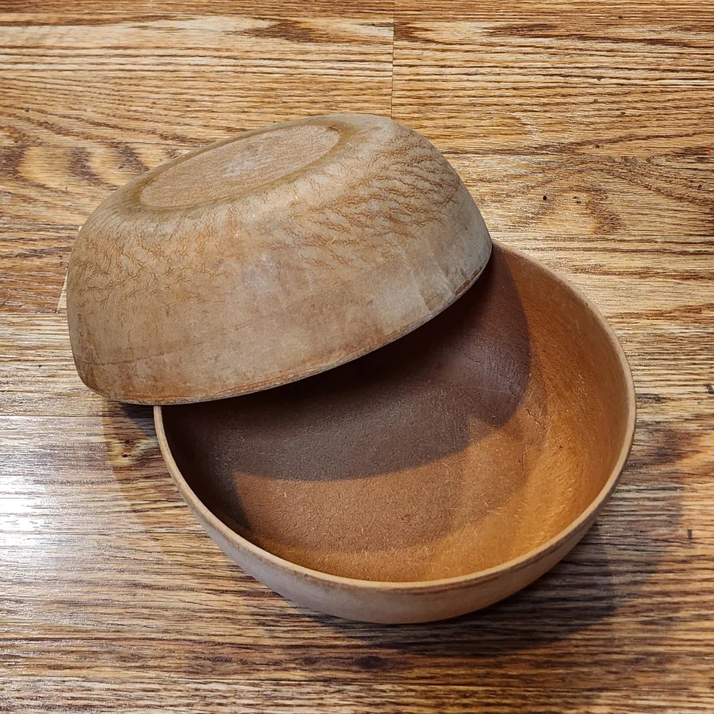 2 Vintage Ellingers Agatized Wooden Bowls